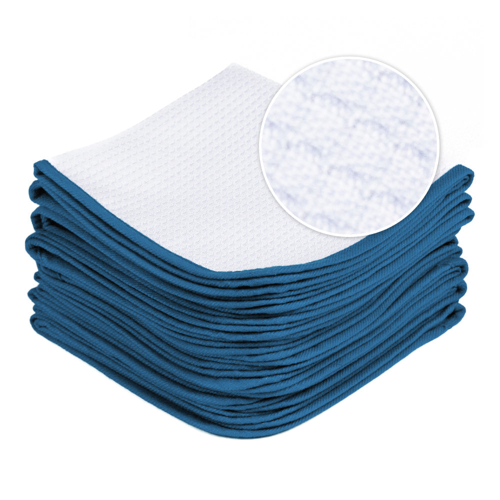 Microfiber Waffle Glass 440 white/blue 40×40cm - LeTech