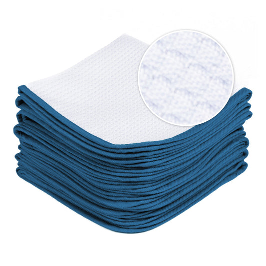 Microfiber Waffle Glass 440 white/blue 40×40cm - LeTech