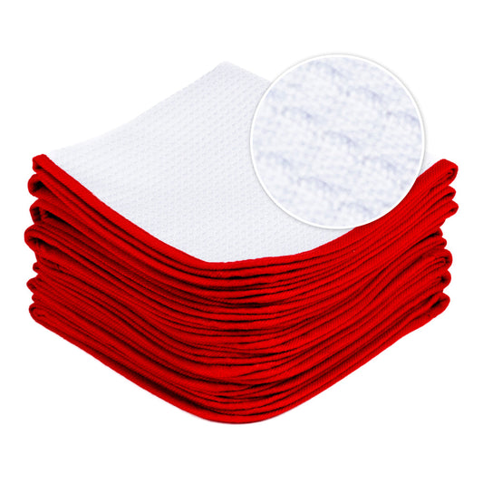 Microfiber Waffle Glass 440 white/red 40×40cm - LeTech