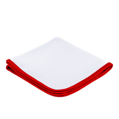Microfiber Waffle Glass 440 white/red 40×40cm - LeTech