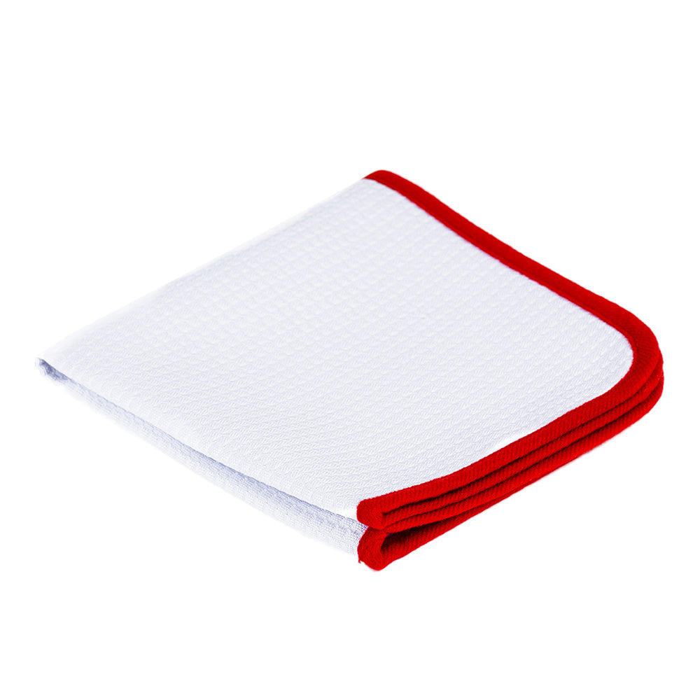 Microfiber Waffle Glass 440 white/red 40×40cm - LeTech