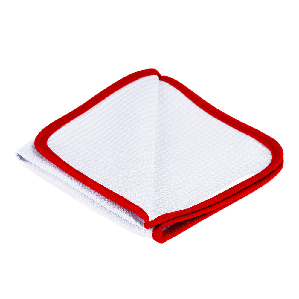 Microfiber Waffle Glass 440 white/red 40×40cm - LeTech