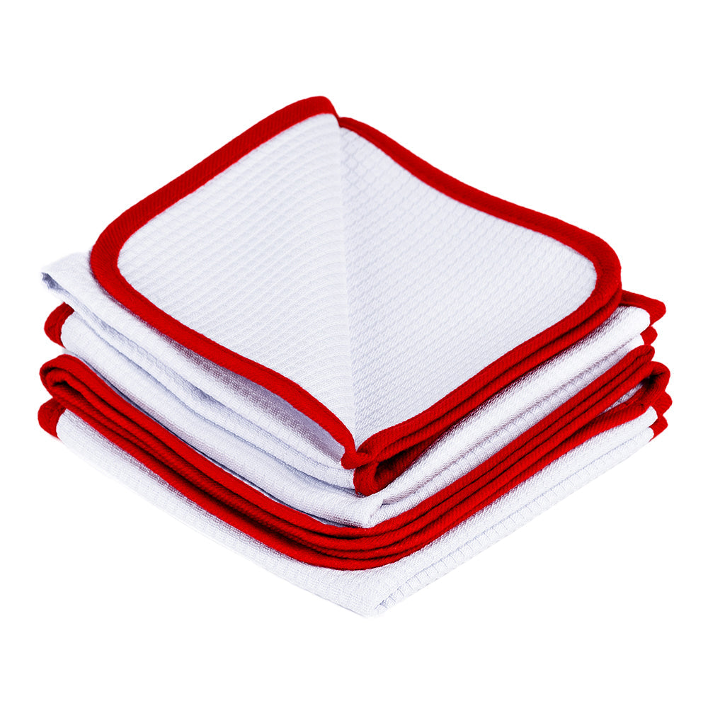 Microfiber Waffle Glass 440 white/red 40×40cm - LeTech