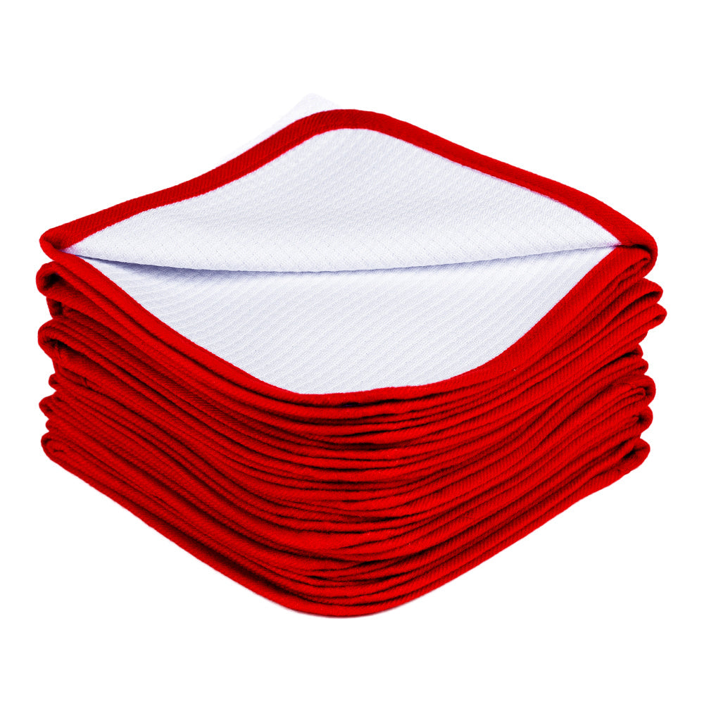 Microfiber Waffle Glass 440 white/red 40×40cm - LeTech