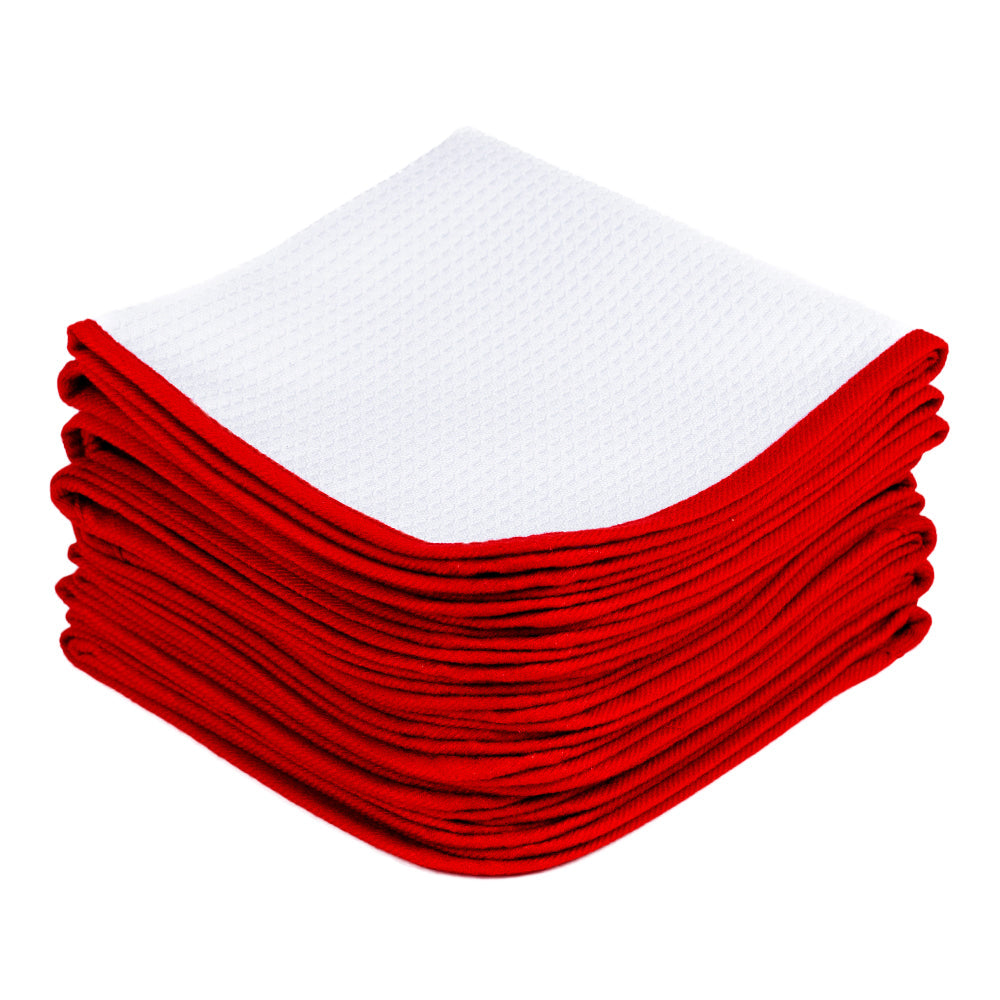 Microfiber Waffle Glass 440 white/red 40×40cm - LeTech